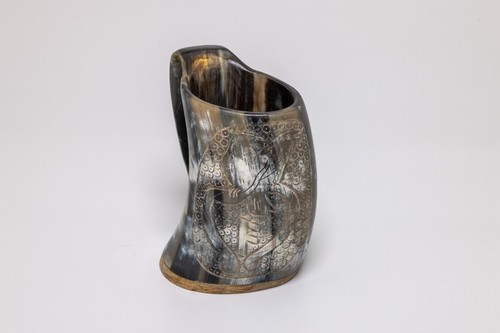Natural horn tankard raven - natural,