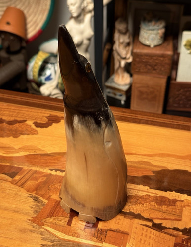 Hand carved genuine bull horn - genuine,